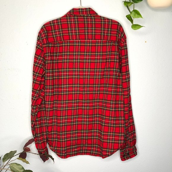 Urban Outfitters Red Cotton Plaid Flannel Button Down Shirt Autumn Fall Fashion - Picture 5 of 9